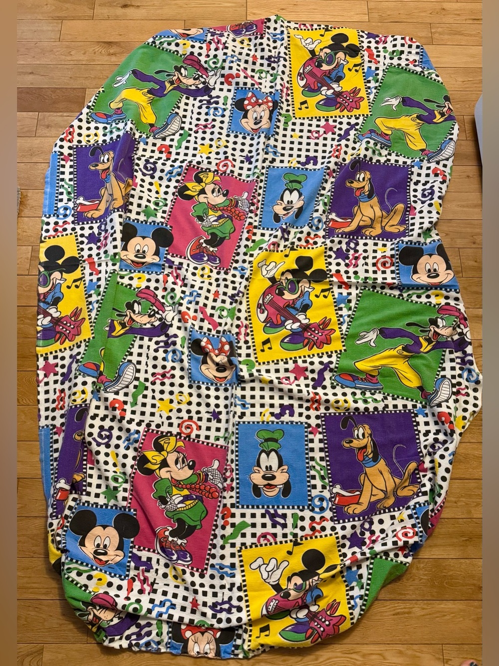 ‘80s Fitted Flannel Disney Friends Sheet - Vintage Bed Sheet Disney - 90s Sheets
